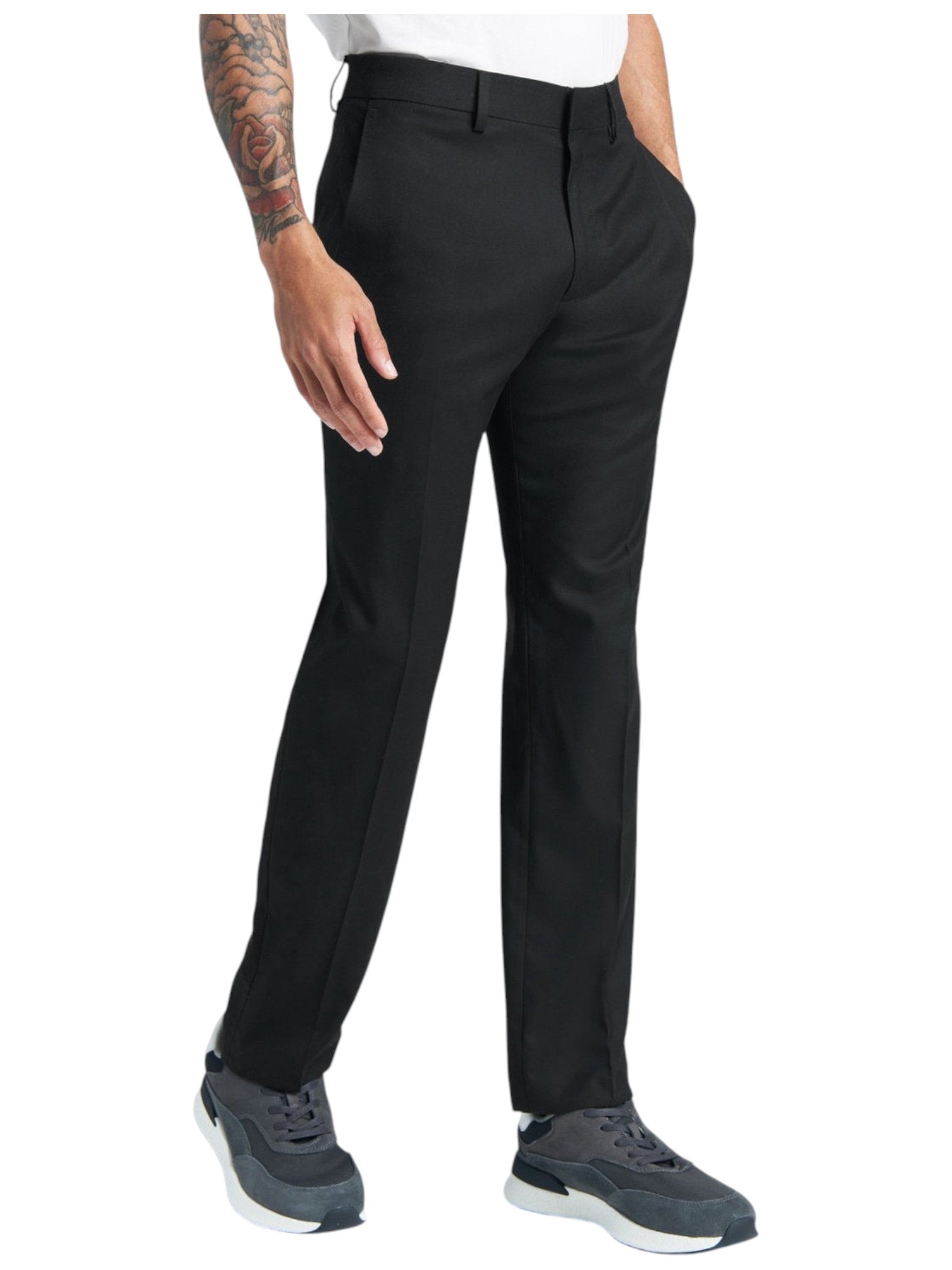 Kenneth Cole Mens Slim fit Dress Pants 32 / 34 Black Solid Stretch