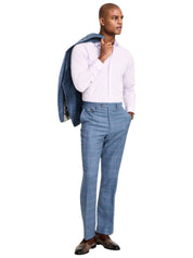 Tayion Collection Mens Classic fit Dress Pants 46 / 32 Blue Plaid