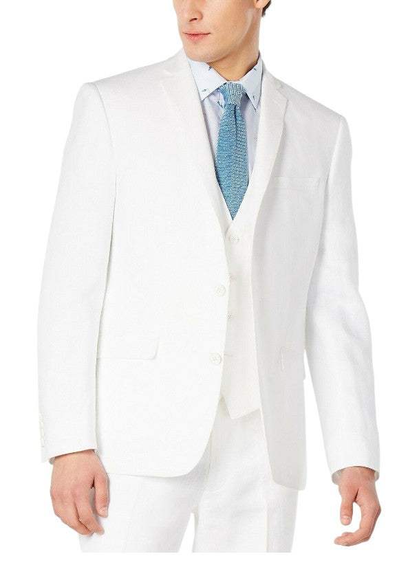Bar Iii Mens Slim fit Suit Jacket Blazer 40 L White Solid