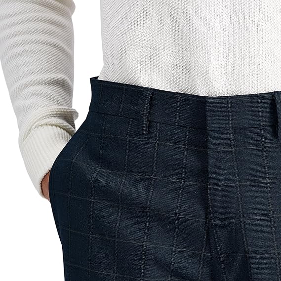 Kenneth Cole Mens Slim fit Dress Pants 34 / 34 Grey Green Check Stretch