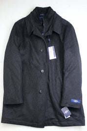 HART SCHAFFNER MARX Mens MacBeth Car Coat with Bib Medium Black Heather Wool