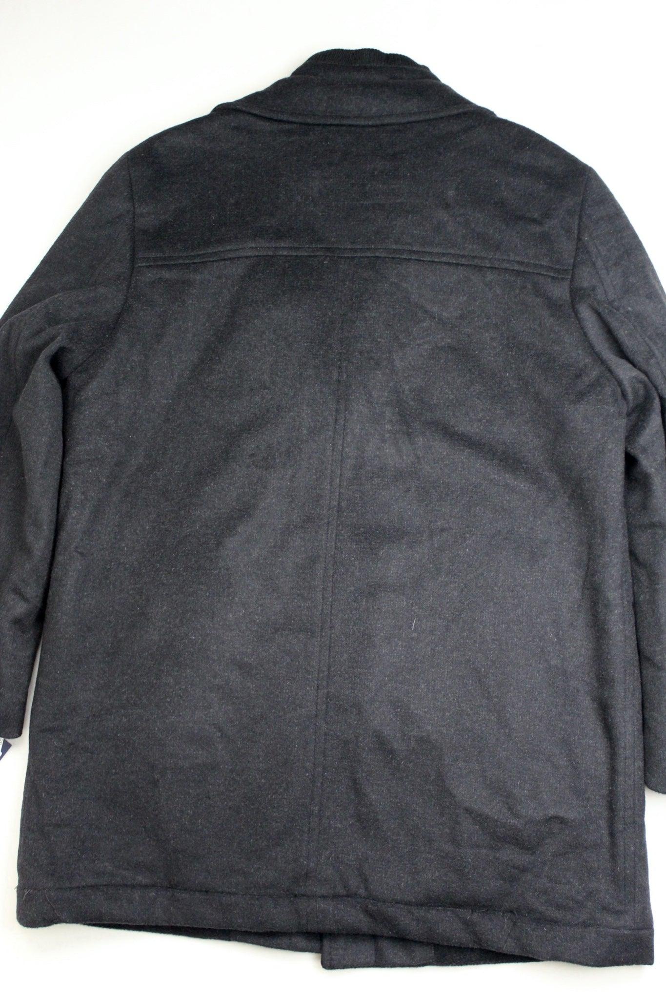 HART SCHAFFNER MARX Mens MacBeth Car Coat with Bib Medium Black Heather Wool