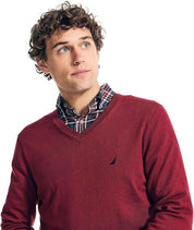 Nautica Men's Navtech Performance Classic Fit Soft V Neck Sweater Red XL