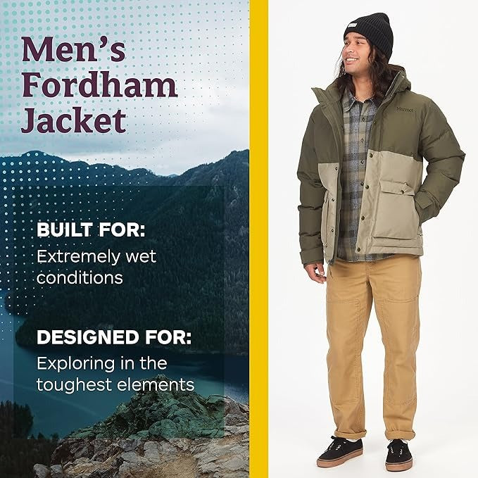 Marmot Mens Puffer Fordham Jacket Coat Small Green Waterproof