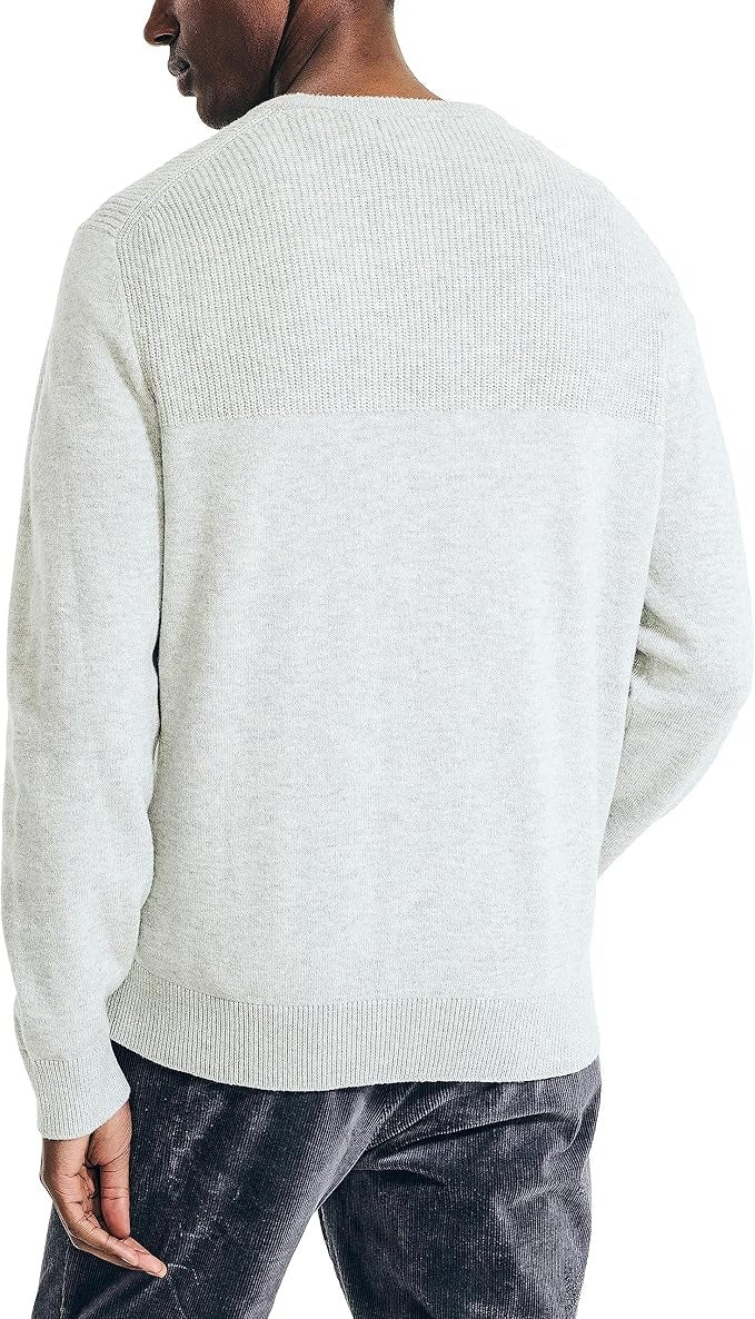 Nautica Men's Textured Knit Crewneck Sweater Large Grey Heather