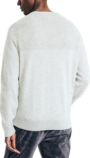 Nautica Men's Textured Knit Crewneck Sweater Large Grey Heather