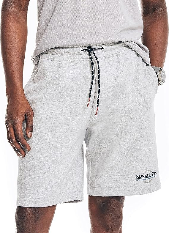 Nautica Mens Classic Fit Fleece Casual Shorts Grey Heather Small