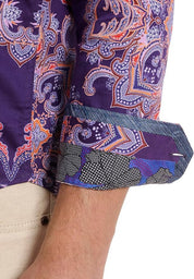 Robert Graham Mens Casino Royale Sleeve Woven Button Down Shirt 3XL XXXL Purple