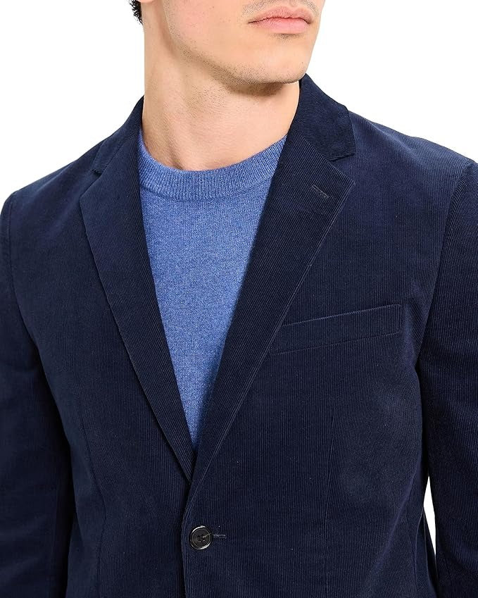 Theory Men's Slim Fit Morton Stretch Corduroy Blazer Sport Coat 36R Navy Blue