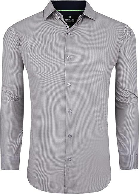 Tom Baine Mens Slim fit Dress Shirt XXL 18-18.5 Long Sleeve Black Check