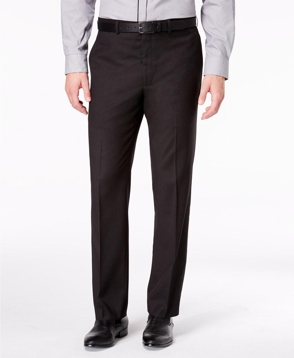 Andrew Marc Mens Suit 40L / 33 x 32 Classic-Fit Stretch Black Micro-Grid