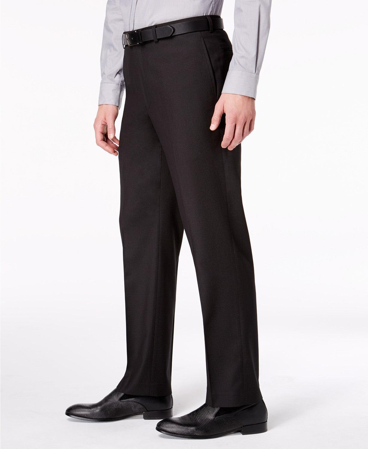 Andrew Marc Mens Suit 40L / 33 x 32 Classic-Fit Stretch Black Micro-Grid