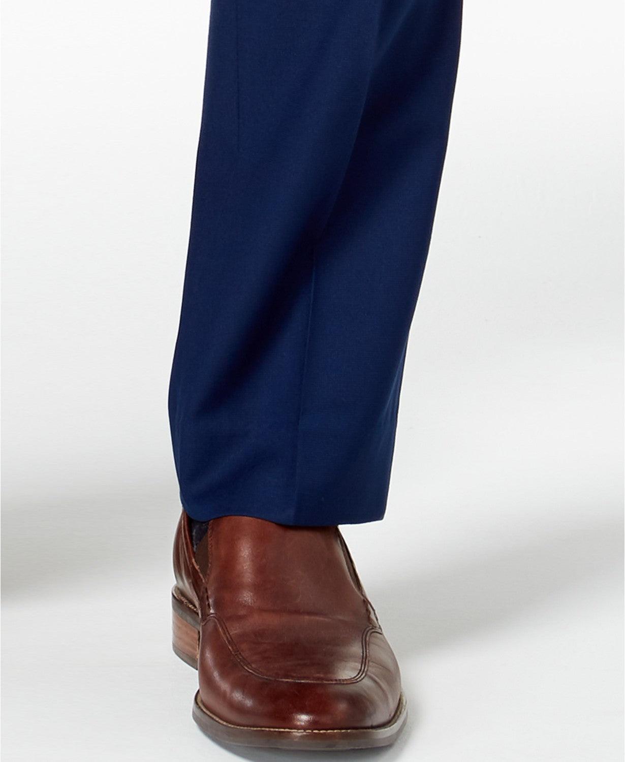 Kenneth Cole Mens Slim fit 2 Piece Suit 40 R Pants 33 / 32 Blue Solid