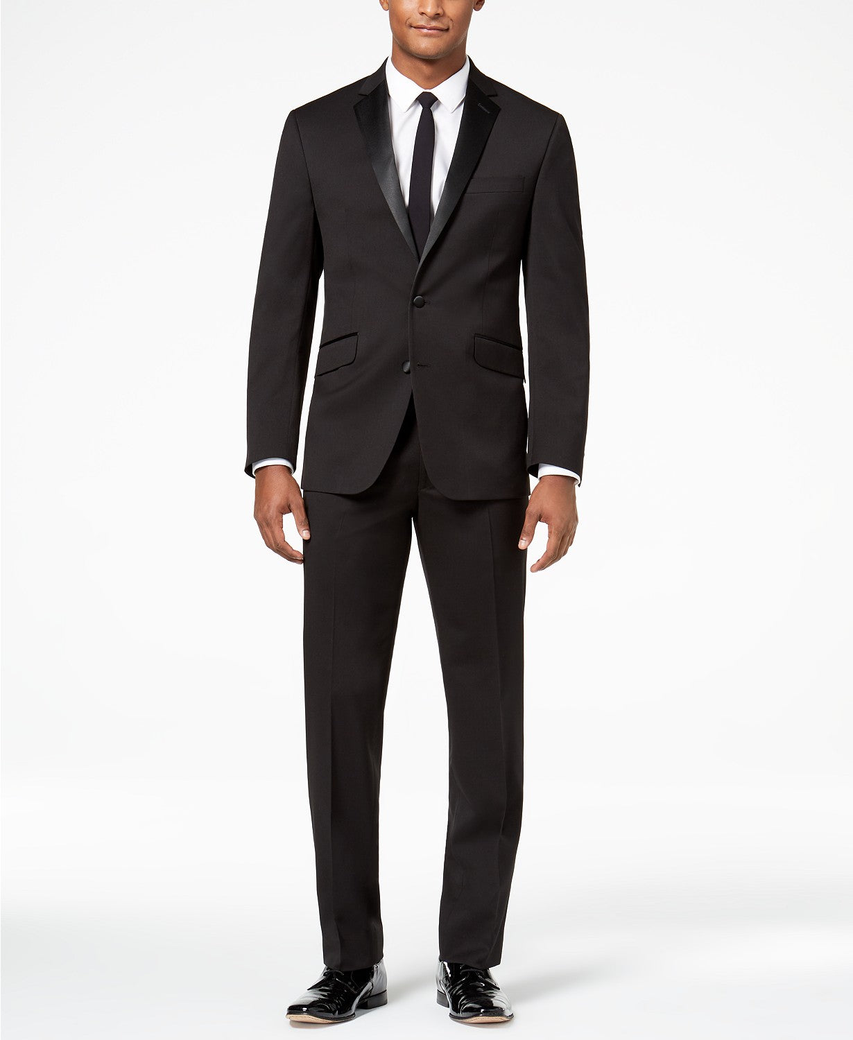 Kenneth Cole Reaction Mens Slim fit 2 Piece Suit 46 L / 40 Waist Black Solid