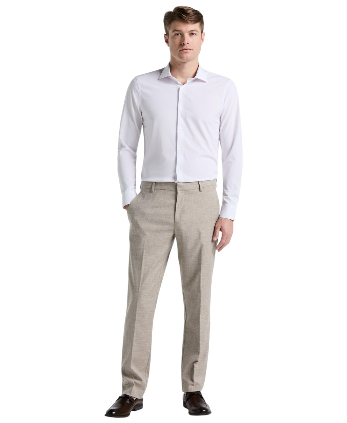 Perry Ellis Mens Modern fit Chinos Pants 33 / 32 Beige Solid