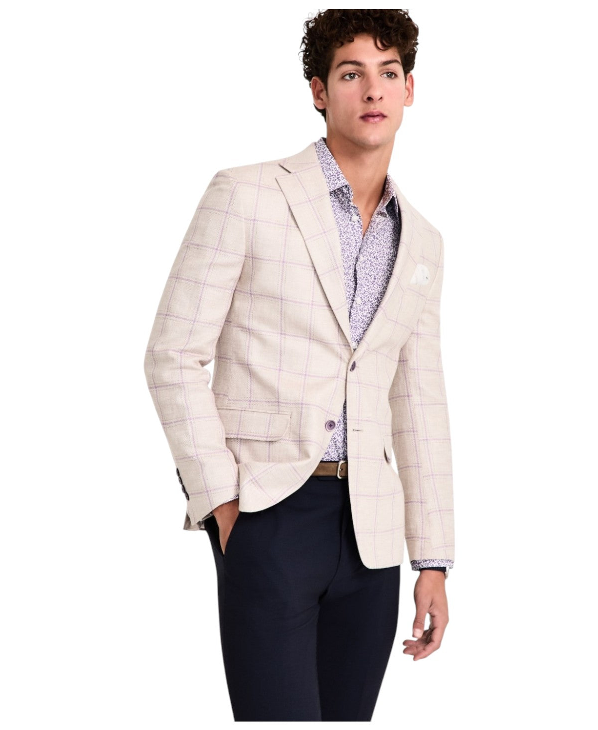 Tallia Mens Slim fit Sport Coat Blazer 38 R Beige Solid