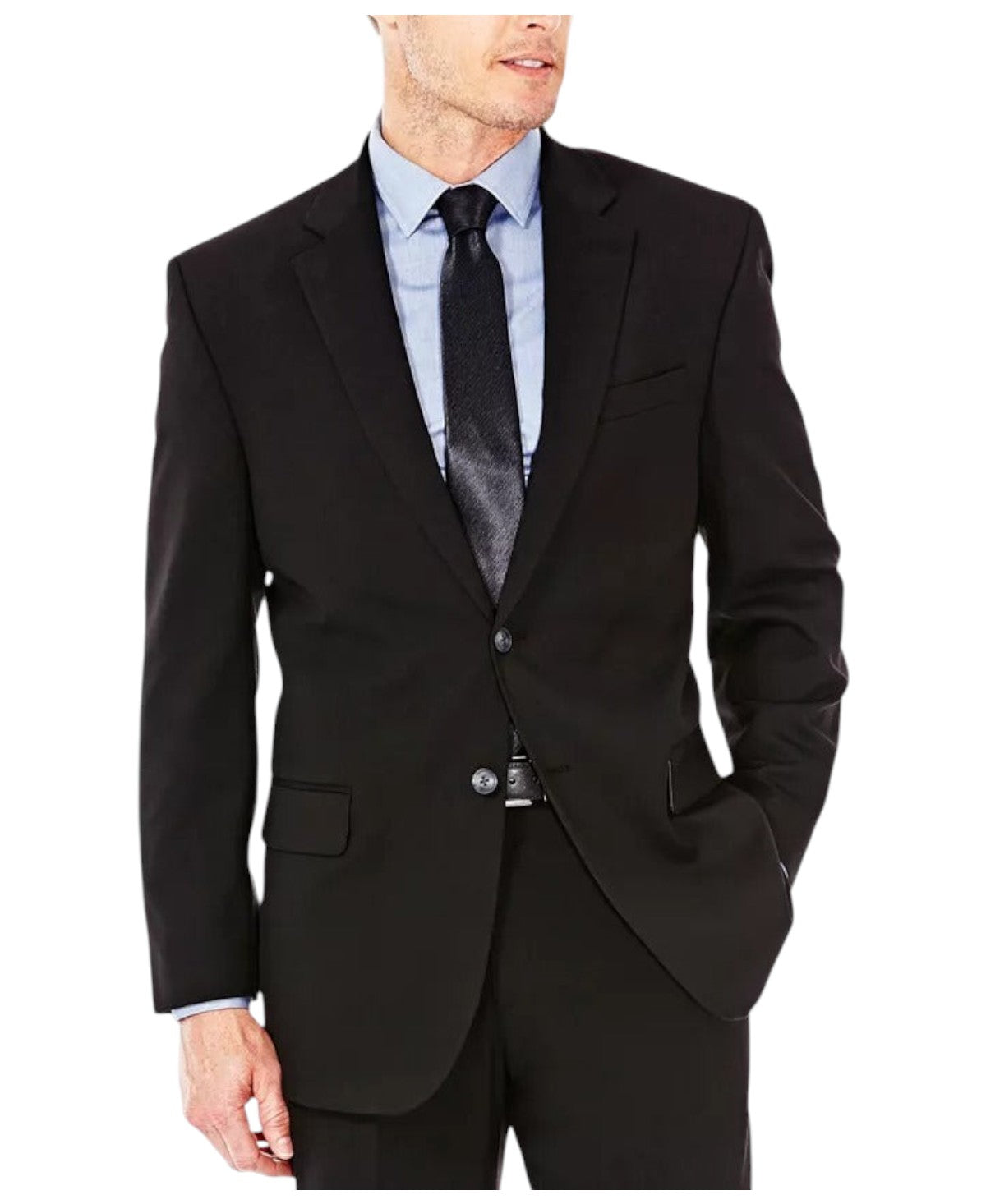 Haggar Mens Classic fit Sport Coat Blazer 40 R Black Solid Stretch