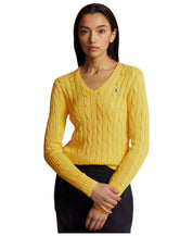 Ralph Lauren Sport Womens Regular fit Long Sleeve Cable Knit Sweater XL Yellow