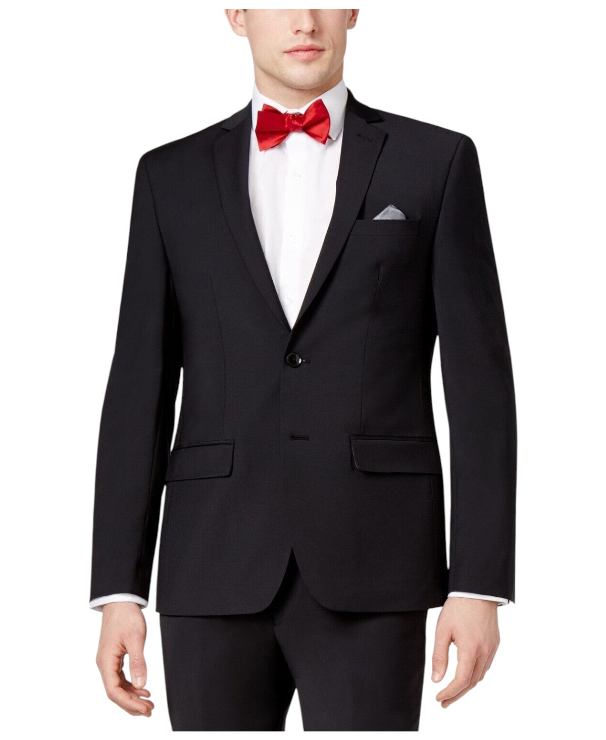 Bar Iii Mens Slim fit Sport Coat Blazer 42 L Black Solid Stretch