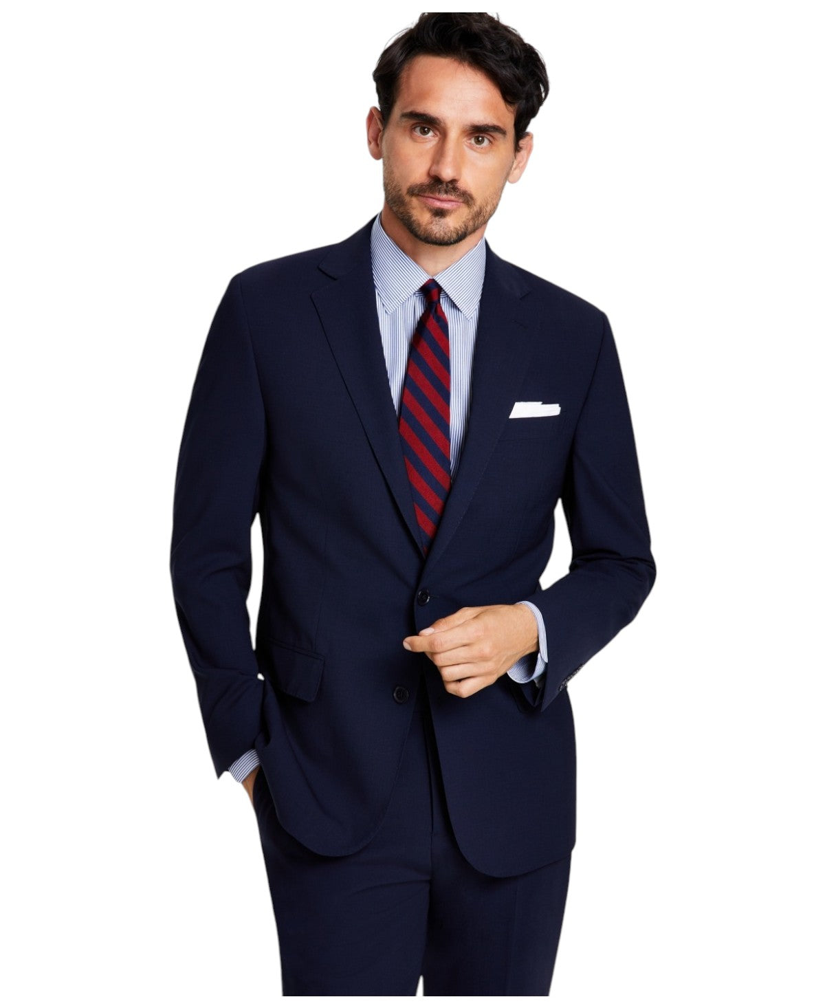 Brooks Brothers Mens Classic fit Suit Jacket Blazer 42 R Navy Blue Solid Stretch
