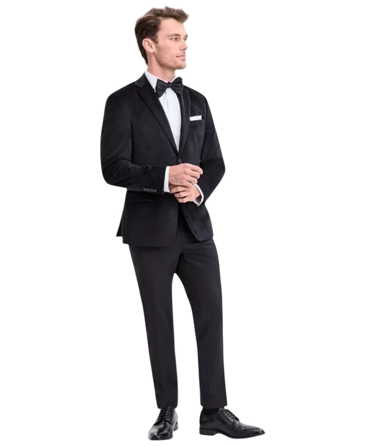 Bar Iii Mens Slim fit Velvet Sport Coat Blazer 46 L Black Solid