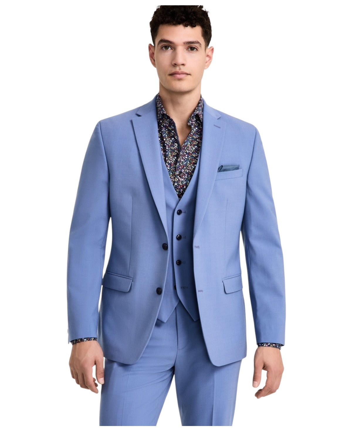 Bar Iii Mens Slim fit Suit Jacket Blazer 46 R Blue Solid Wool