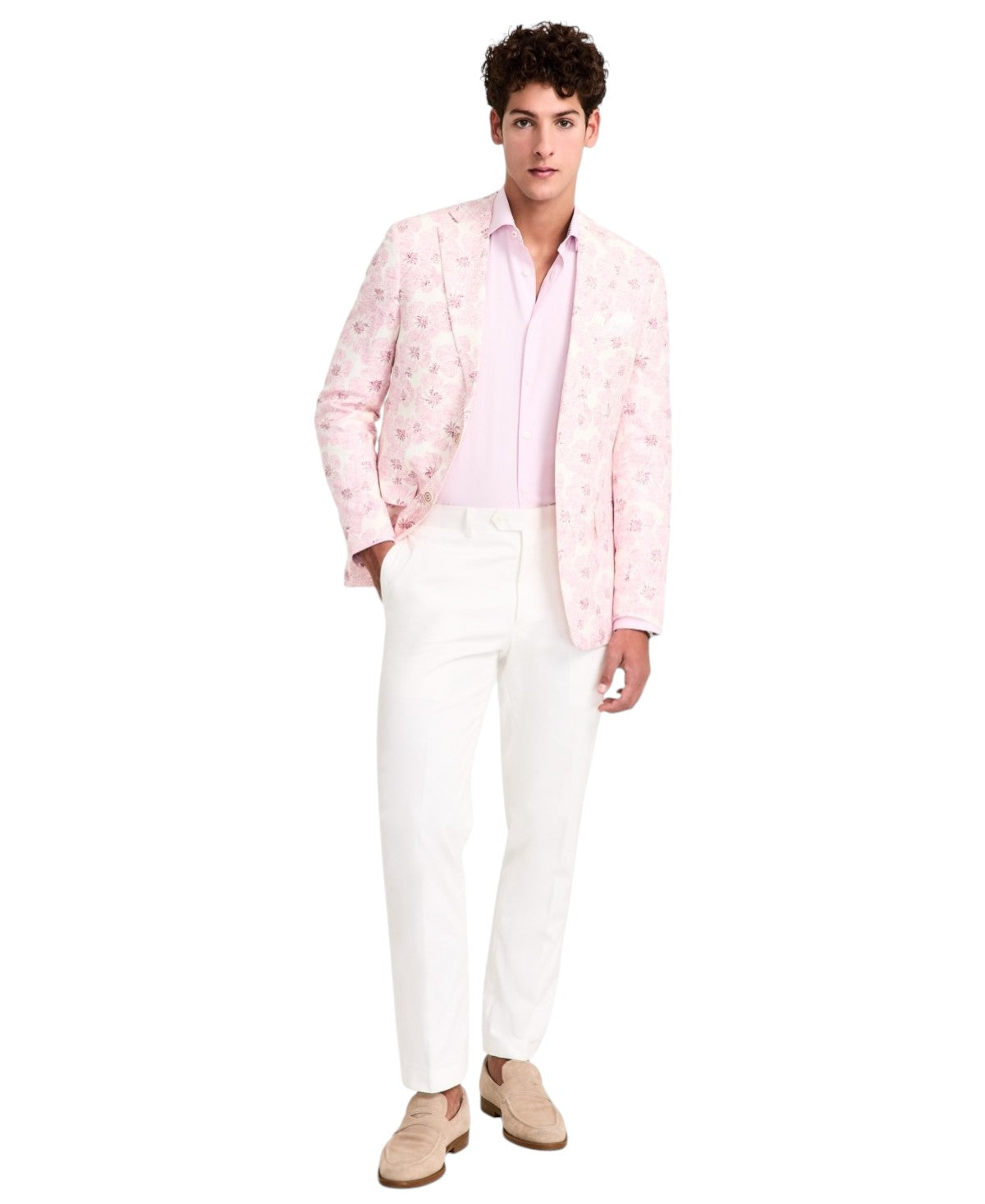 Tallia Mens Slim fit Sport Coat Blazer 36 S Light Pink Floral