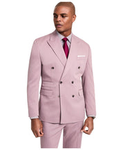 Tayion Collection Men Classic fit Double Breasted Suit Jacket Blazer 44 S Purple