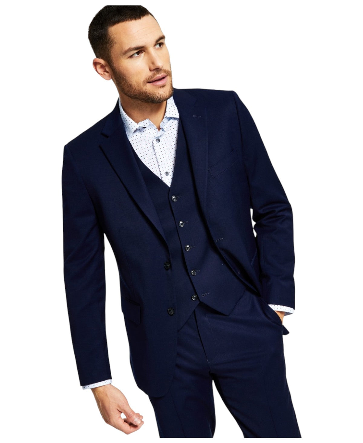Tommy Hilfiger Mens Modern fit Suit Jacket Blazer 44 S Navy Blue Solid Stretch