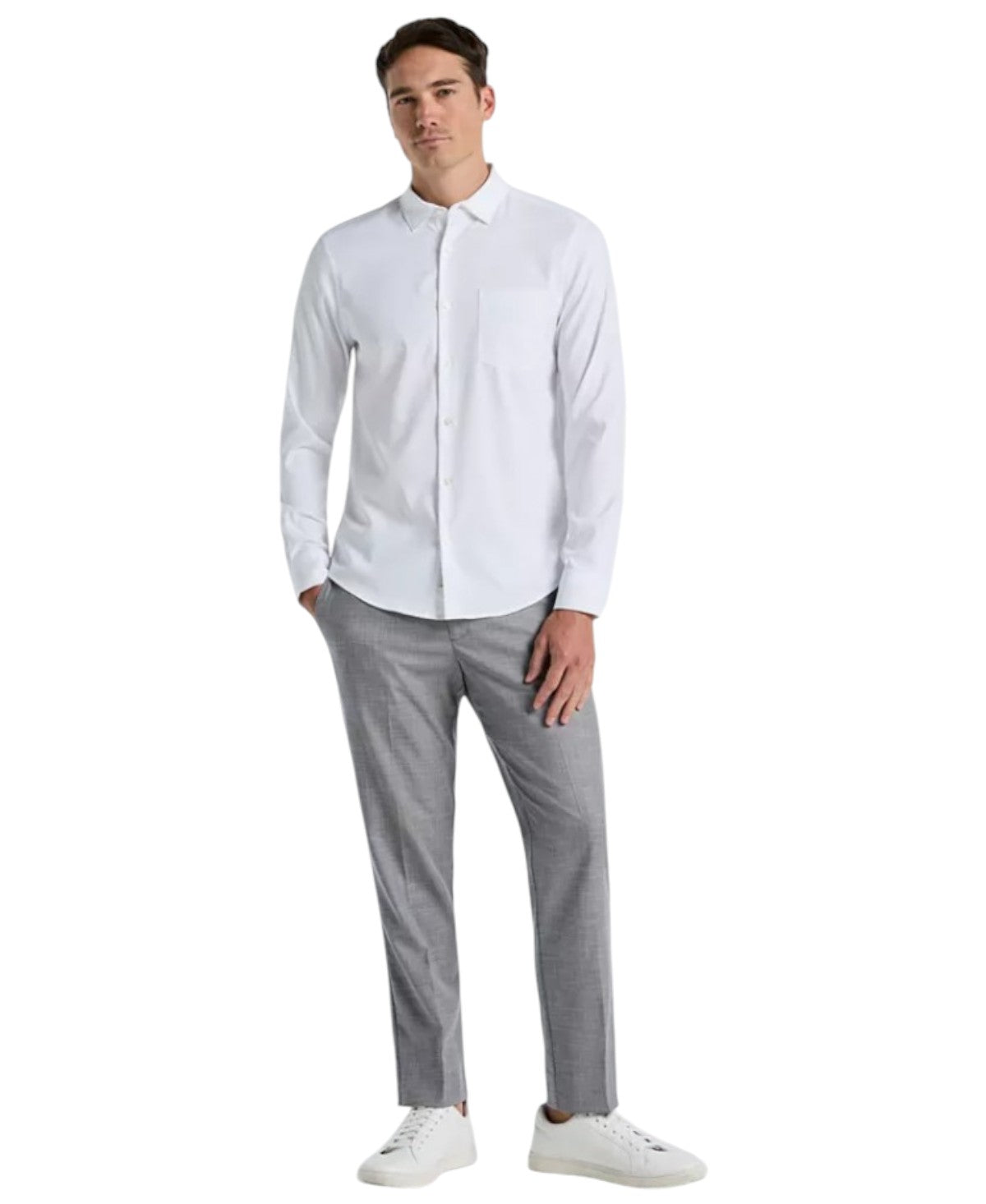 Perry Ellis Mens Modern fit Dress Pants 33 / 32 Light Grey Solid Stretch