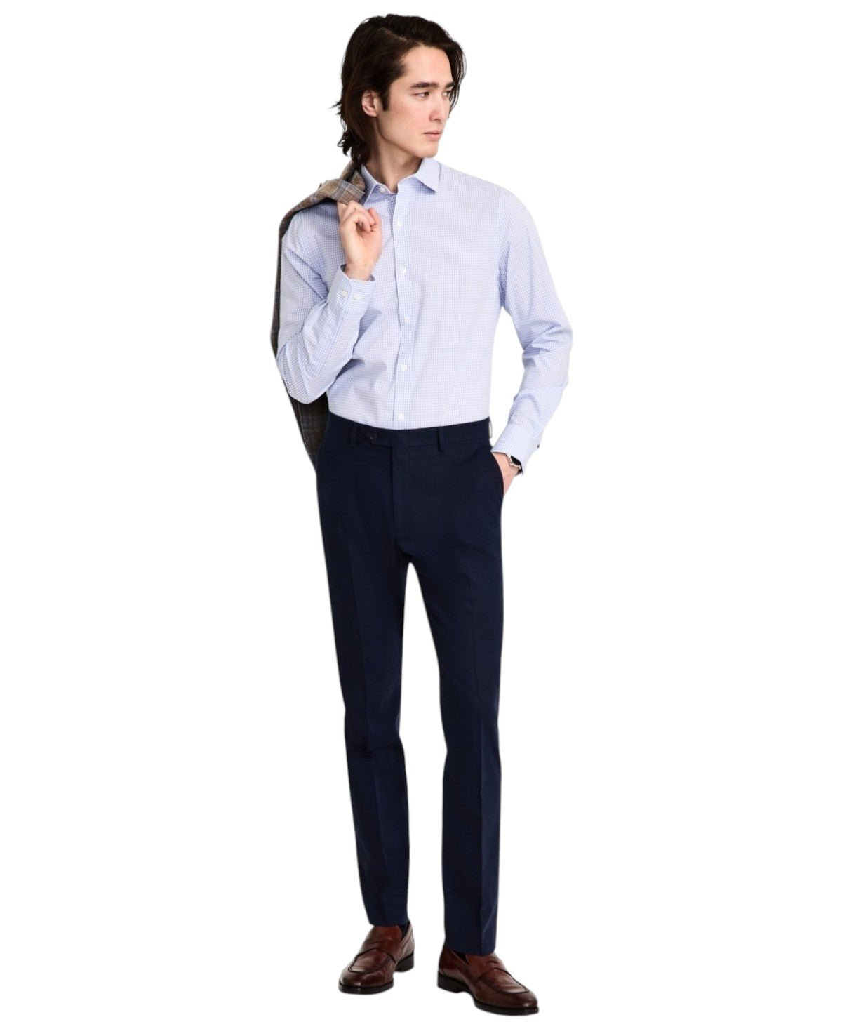 Tommy Hilfiger Mens Modern fit Dress Pants 44 / 30 Blue Solid Linen