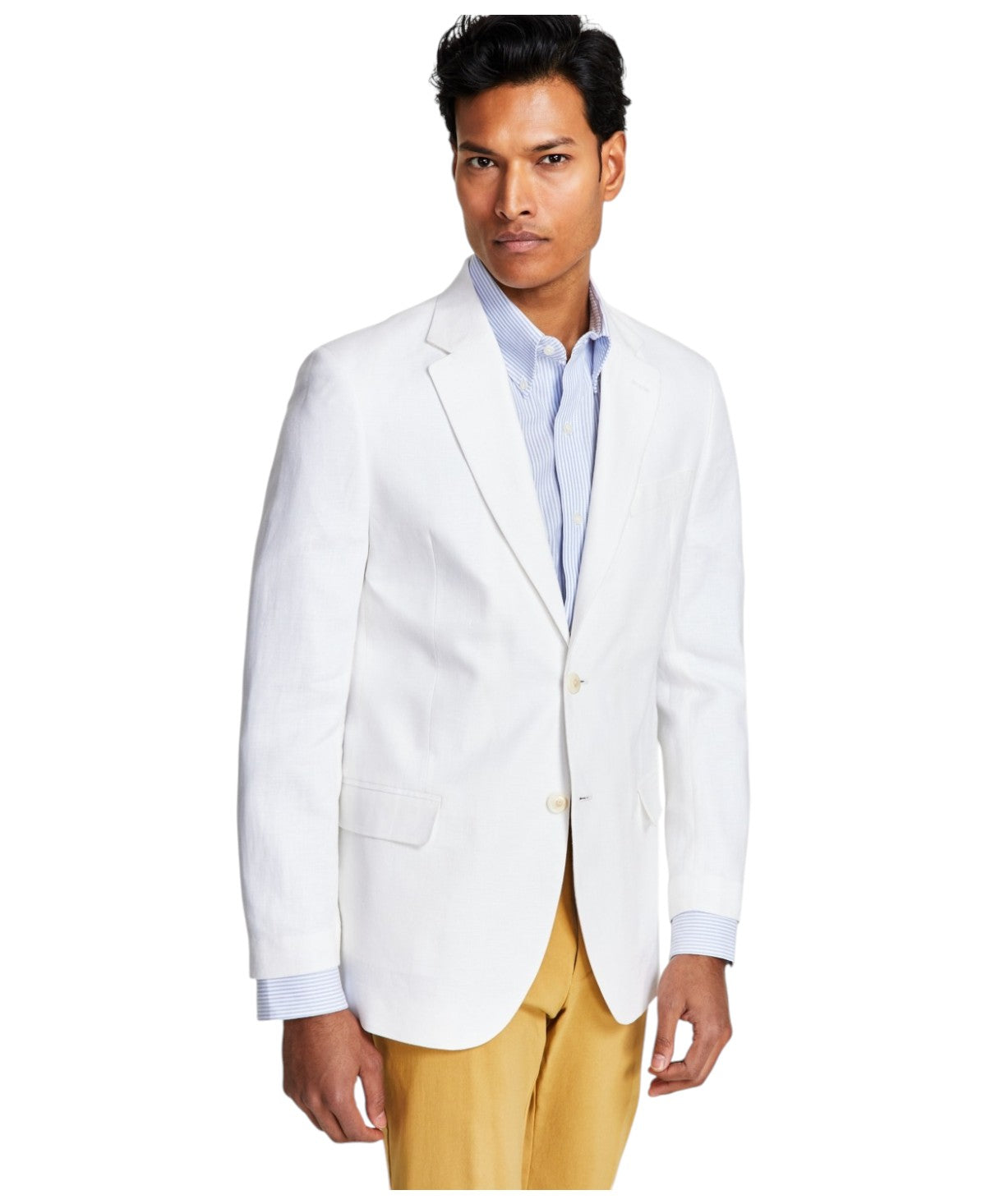 Nautica Mens Modern fit Sport Coat Blazer 46 L White Solid Stretch Linen