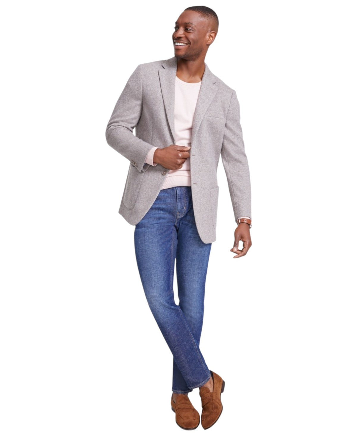 Tommy Hilfiger Mens Modern fit Sport Coat Blazer 44 L Beige Solid Stretch