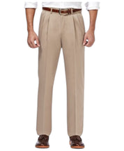 Haggar Mens Classic fit Chinos Pants 36 / 32 Beige Solid Stretch