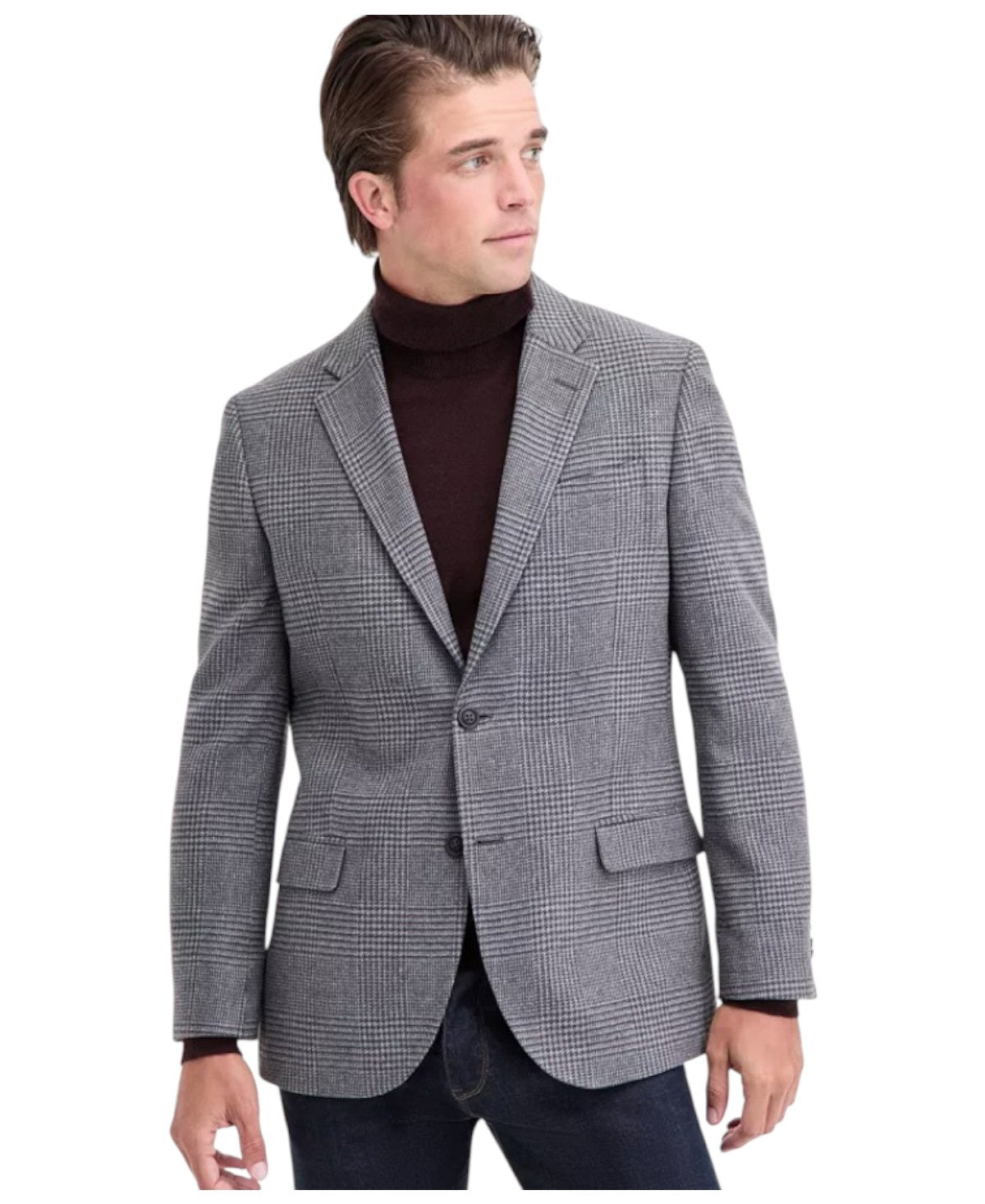 Nautica Mens Modern fit Wool Sport Coat Blazer 44 S Gray Plaid