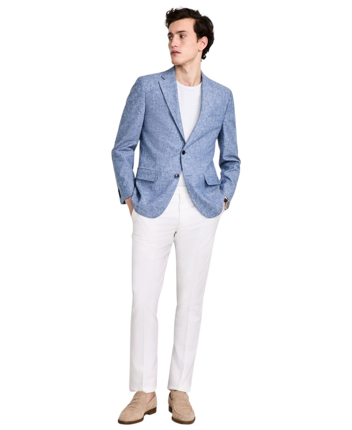 Tommy Hilfiger Mens Modern fit Sport Coat Blazer 40 R Blue Solid Stretch