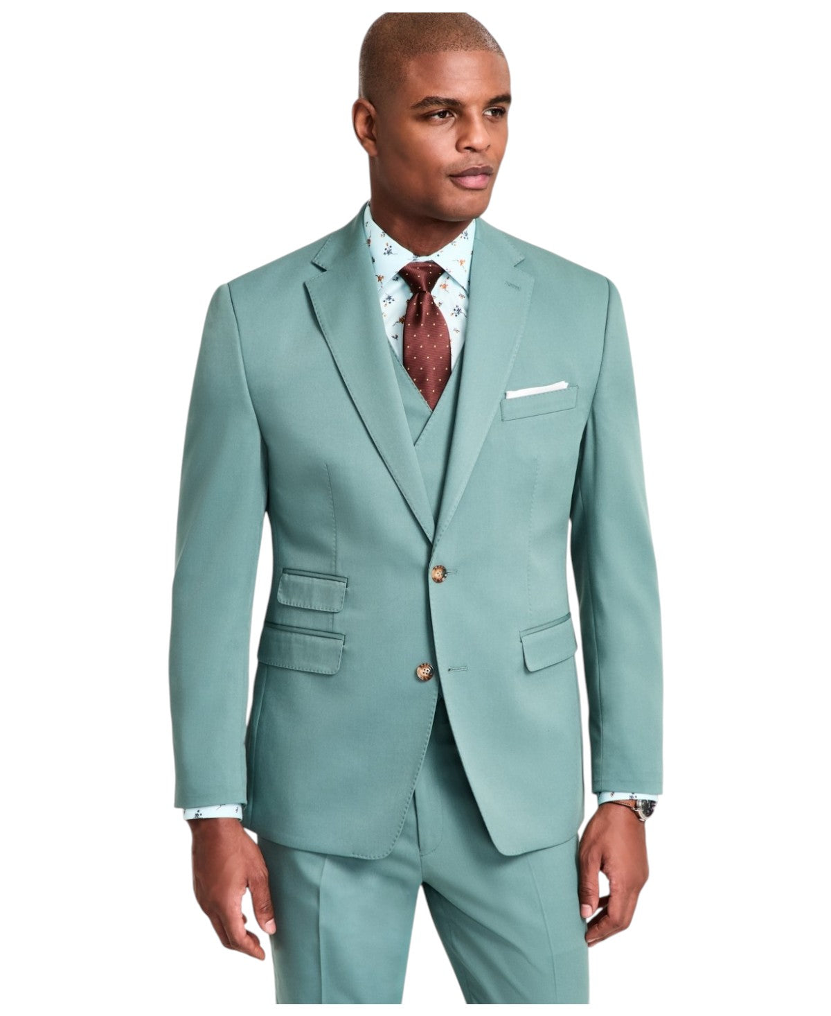 Tayion Mens Classic fit Suit Jacket Blazer 46 L Green Solid Stretch