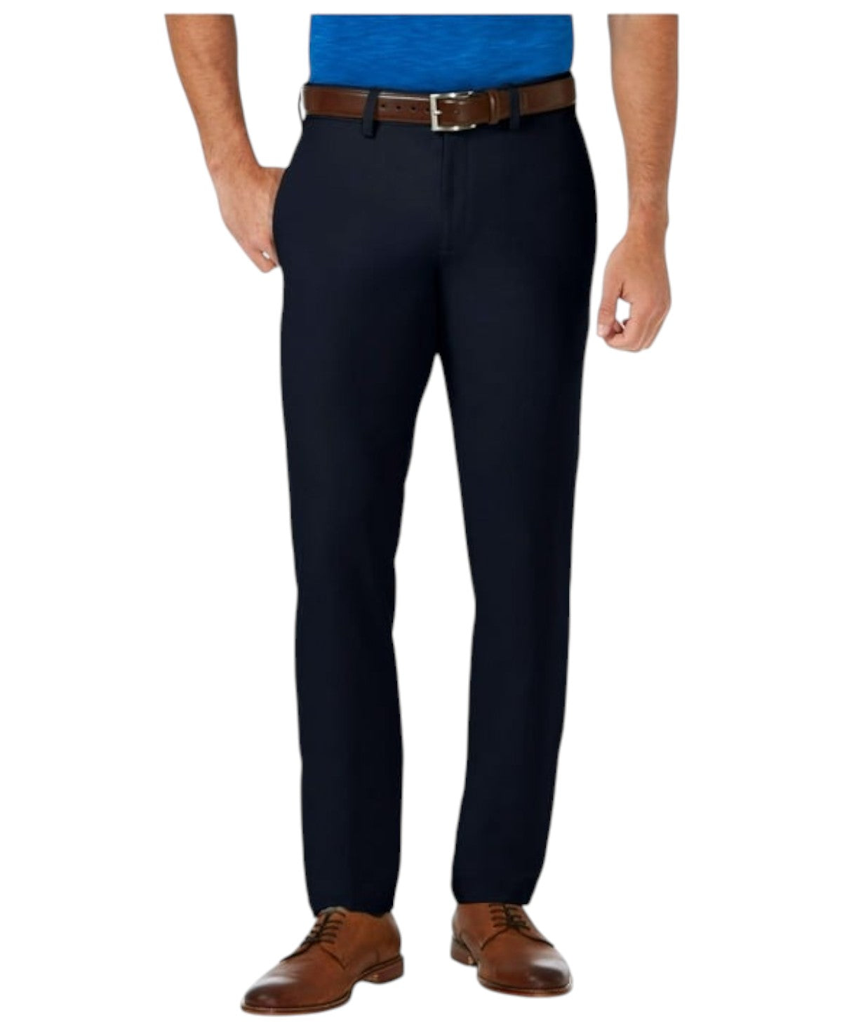 Haggar Mens Slim fit Dress Pants 36 / 32 Navy Blue Solid Stretch