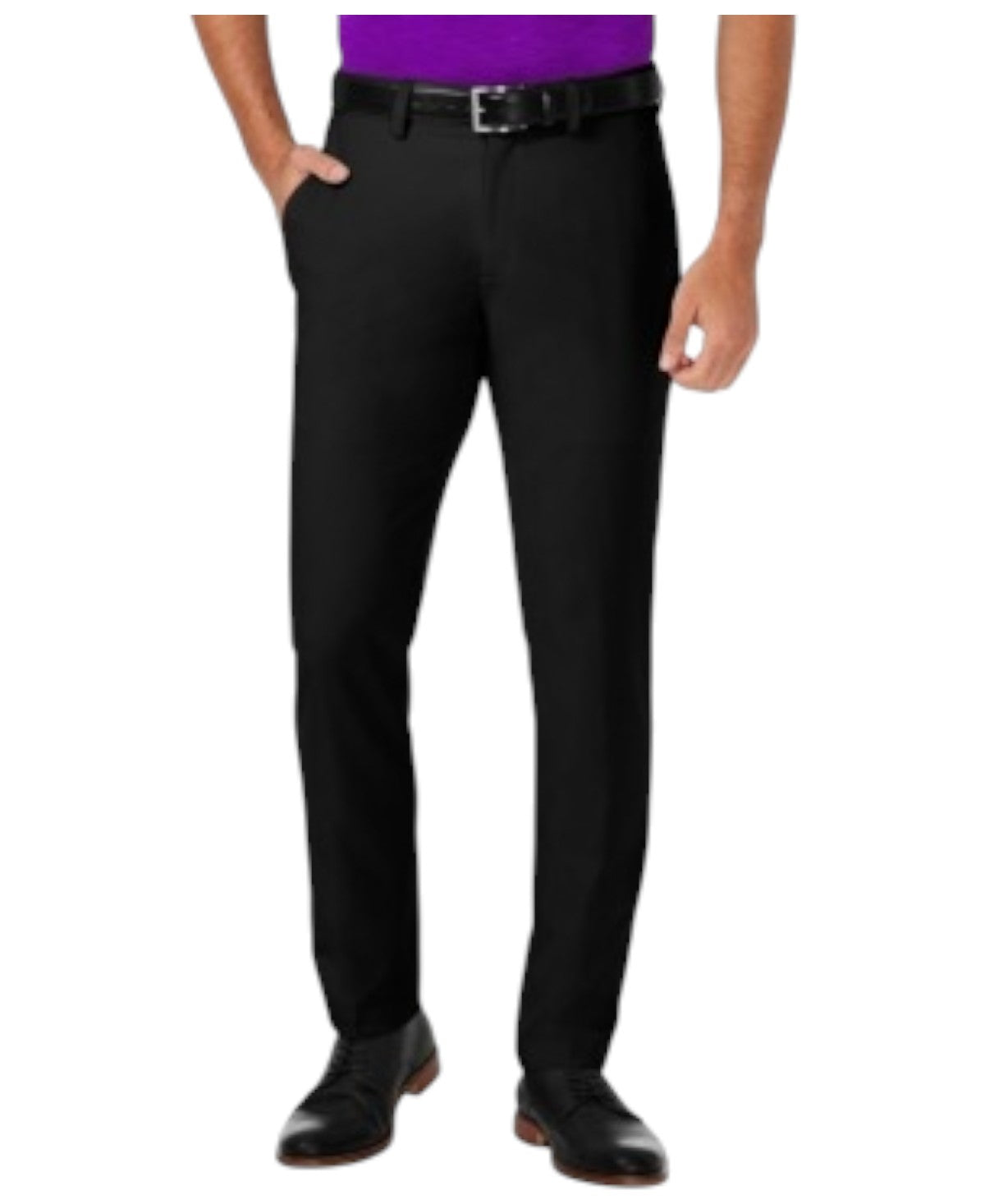 Haggar Mens Slim fit Dress Pants 32 / 30 Black Solid Stretch