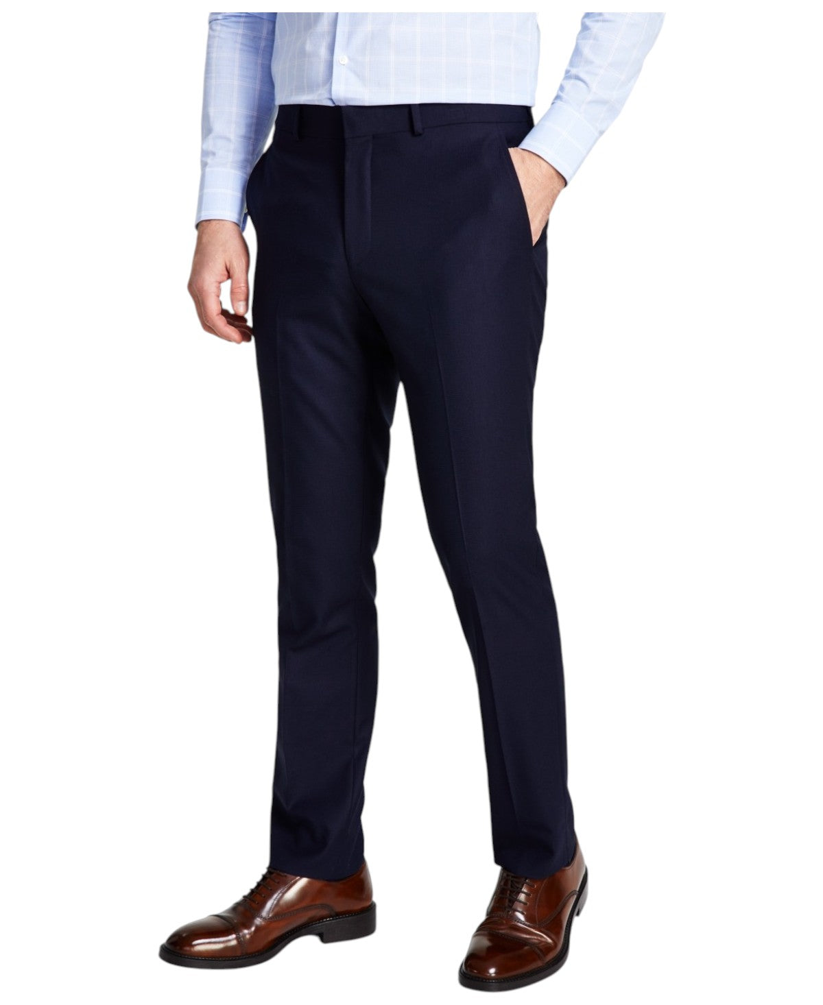 Kenneth Cole Mens Slim fit Dress Pants 34 / 29 Navy Blue Solid Stretch