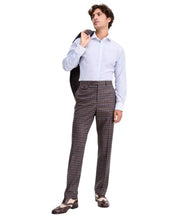 Tayion Mens Classic fit Dress Pants 34 / 30 Brown Plaid Stretch