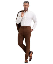 Tayion Mens Classic fit Dress Pants 40 / 32 Brown Solid Stretch