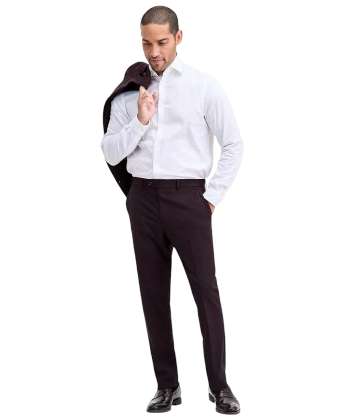 Ted Baker Mens Modern fit Dress Pants 33 / 32 Burgundy Red Solid Stretch