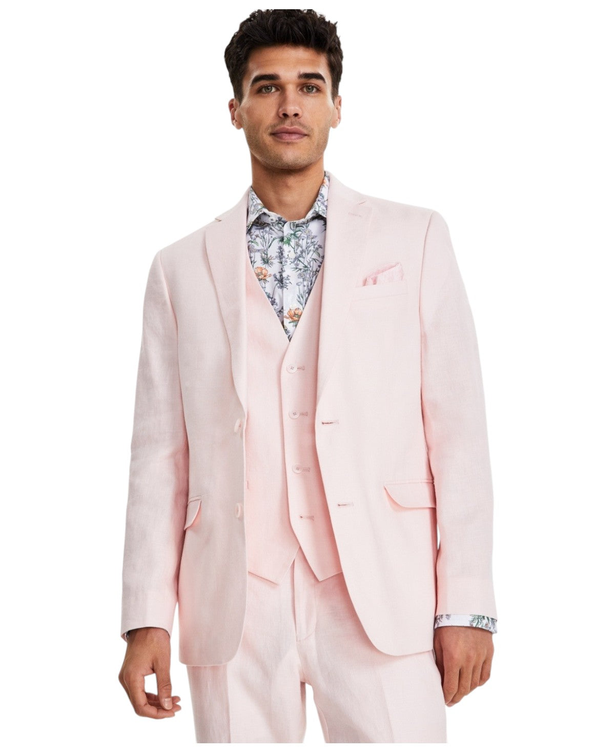 Bar Iii Mens Slim fit Suit Jacket Blazer 38 L Pink Solid Stretch