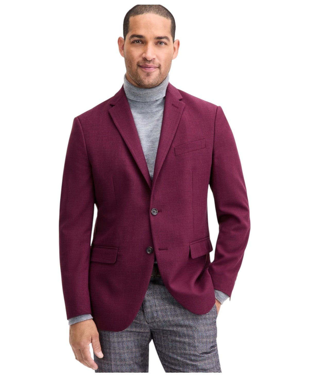 Kenneth Cole Mens Slim fit Sport Coat Blazer 36 S Red Solid Stretch