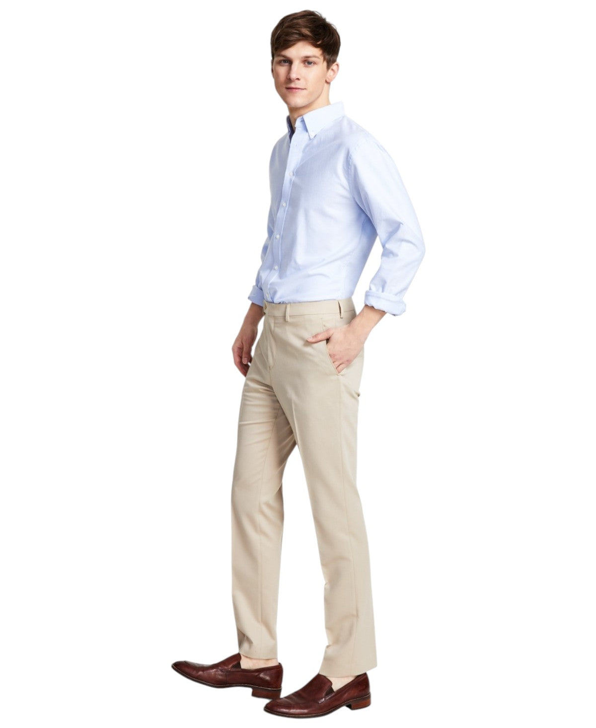 Dkny Mens Modern fit Dress Pants 32 / 32 Beige Solid Stretch