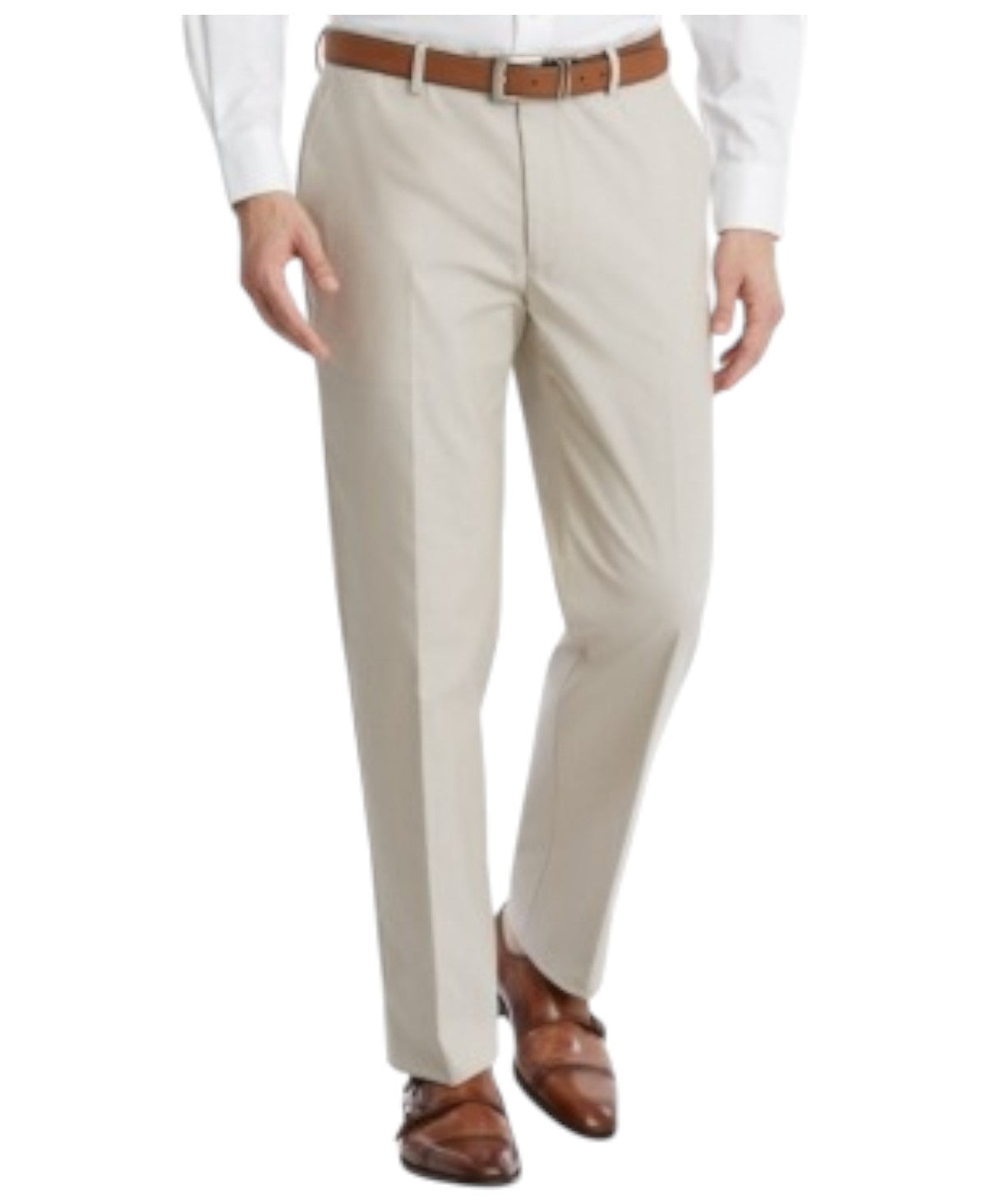 Tommy Hilfiger Mens Modern fit Dress Pants 44 / 34 Beige Solid Stretch