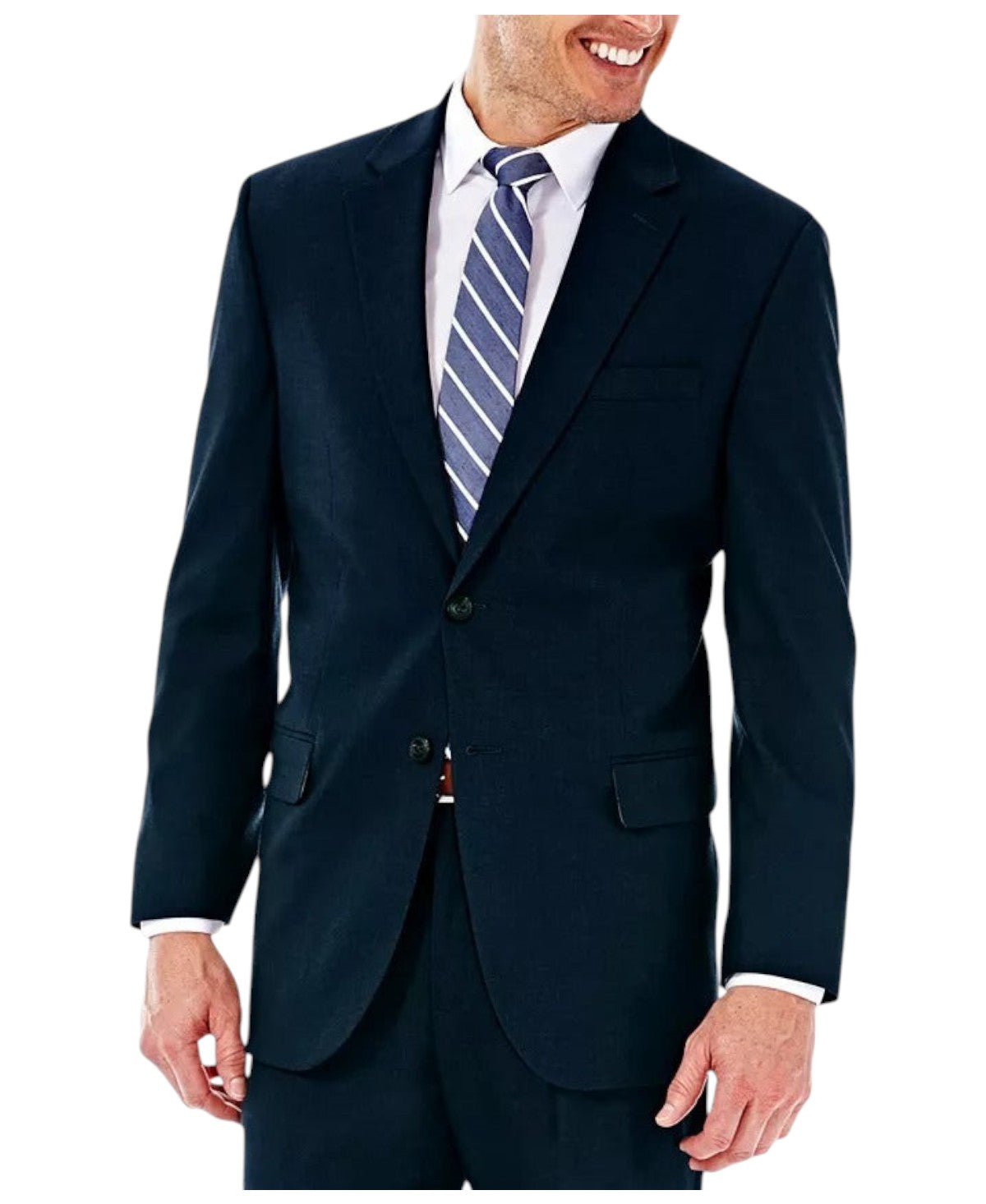 Haggar Mens Classic fit Suit Jacket Blazer 50 R Navy Blue Solid Stretch