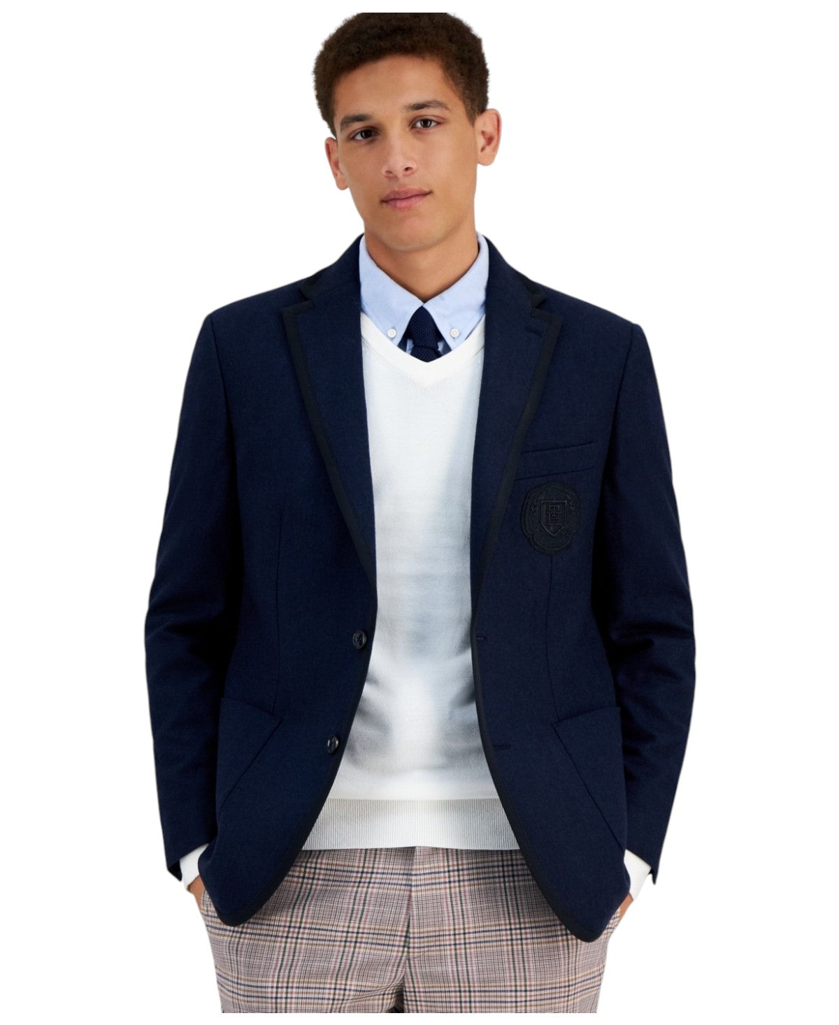 Tommy Hilfiger Mens Modern fit Sport Coat Blazer 38 S Blue Solid Stretch Wool