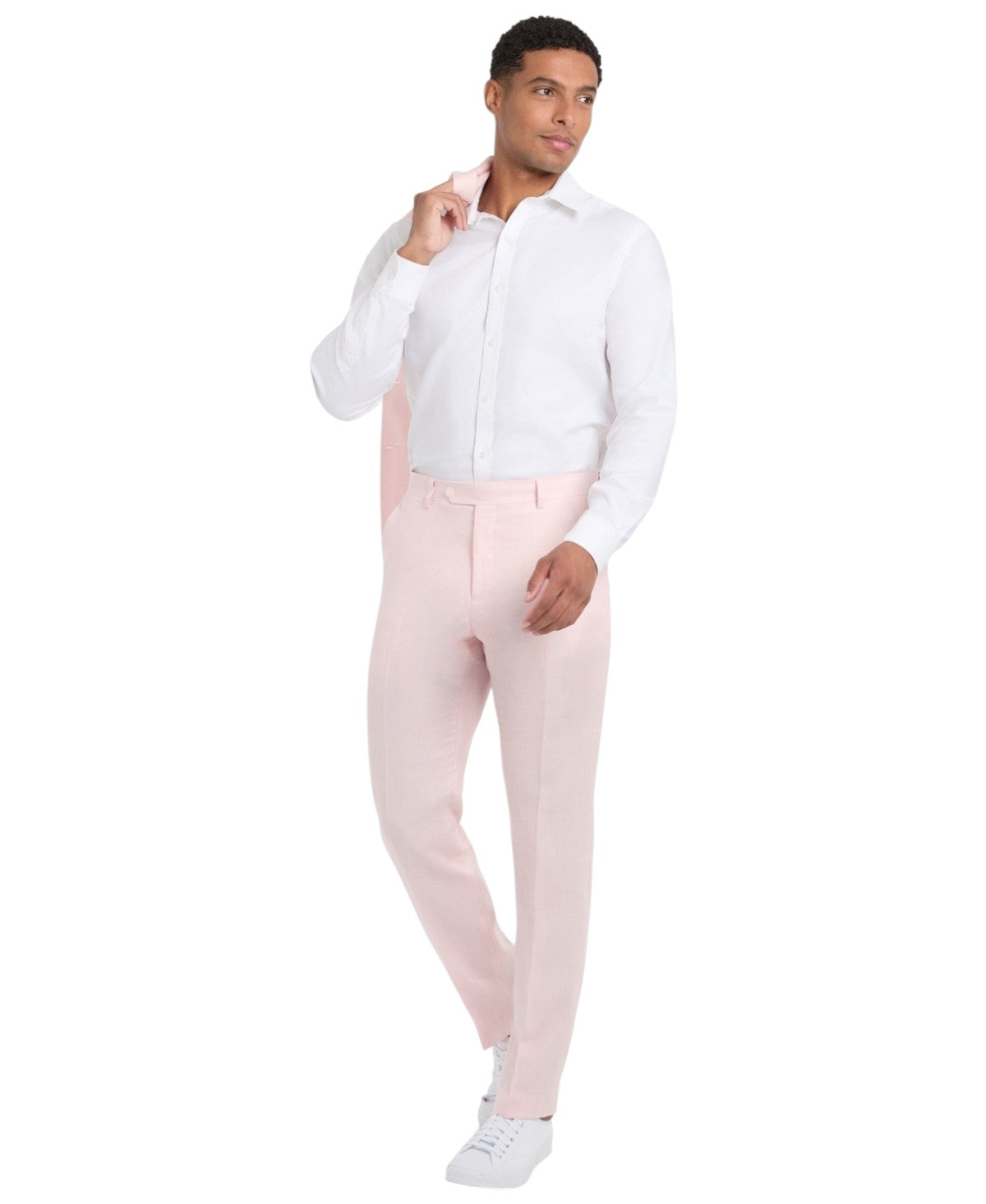 Tommy Hilfiger Mens Modern fit Dress Pants 32 / 32 Pink Solid Stretch Linen
